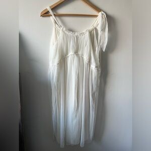 Vera Wang Luxe 100% Silk White Flowy Dress Size Large